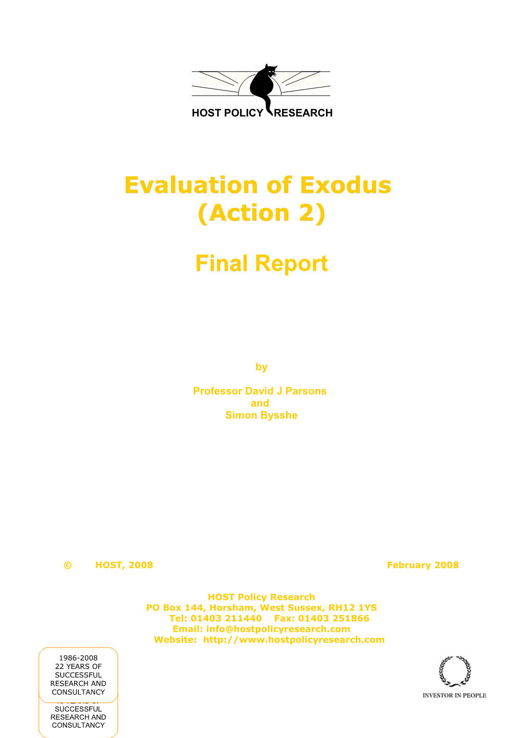 Evaluation of Exodus - Final Report