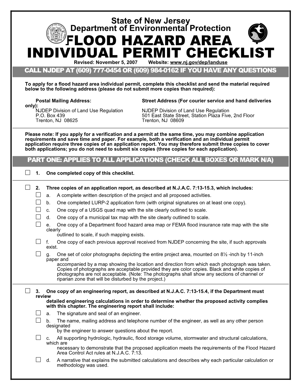 Stream Encroachment Administrative Checklist