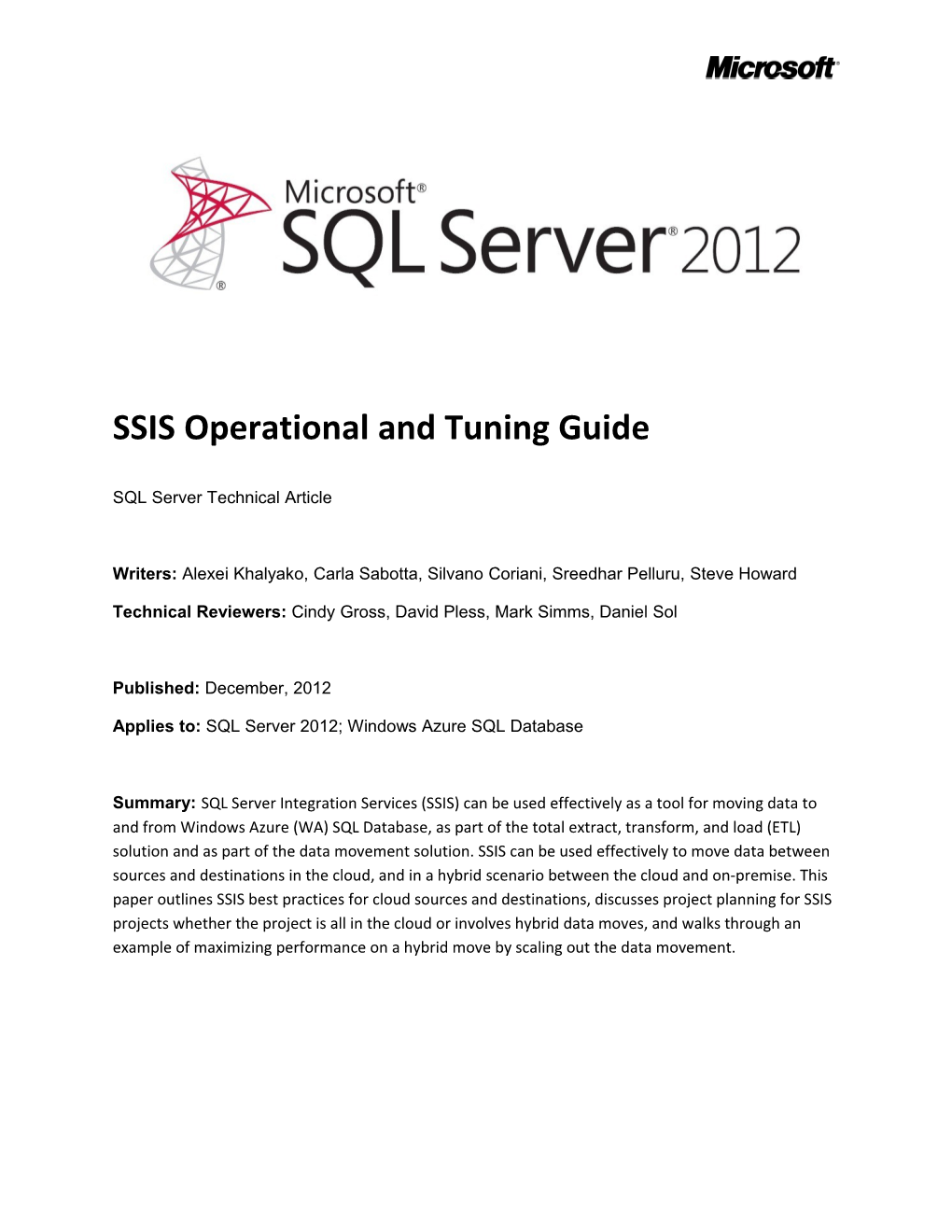 SQL Server White Paper Template