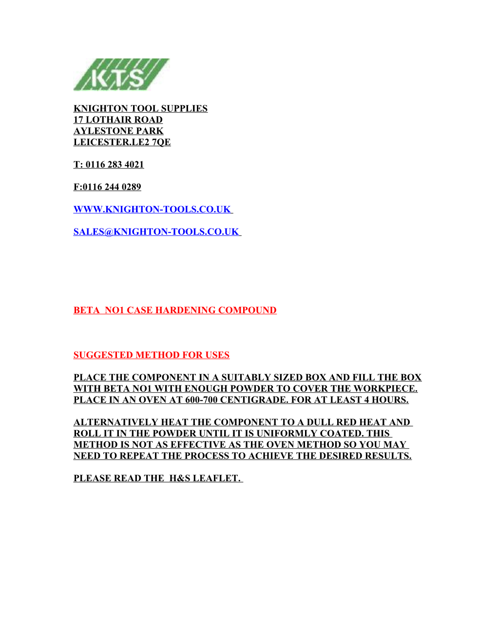 Beta No1 Case Hardening Compound