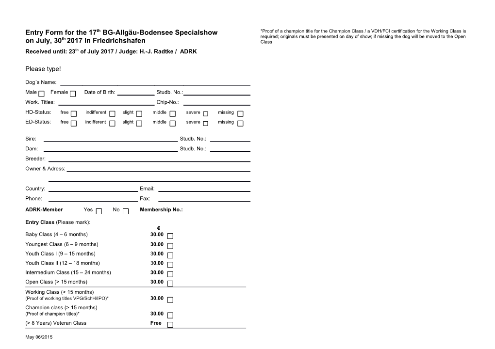 Entry Form for the 17Thbg-Allgäu-Bodensee Specialshow