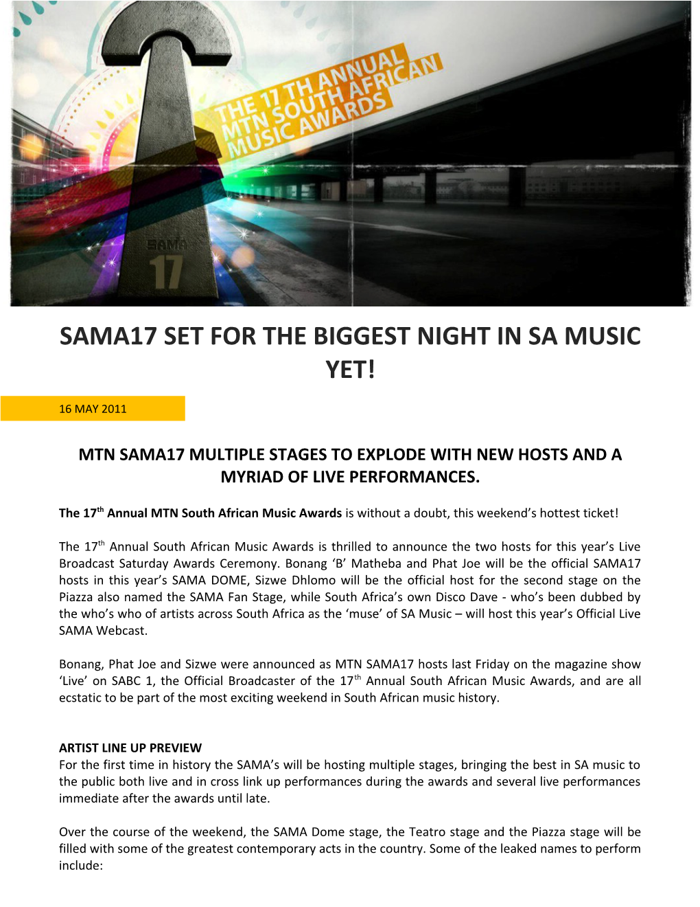 Sama17 Set for the Biggest Night in Sa Music Yet!