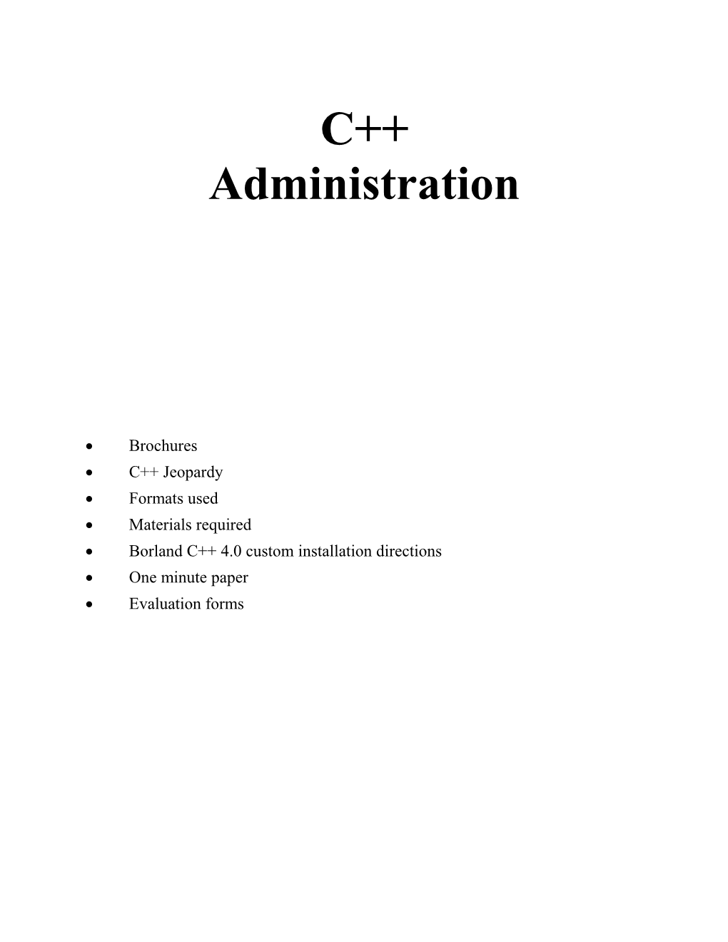 C Course Administration and Jeopardy Questions