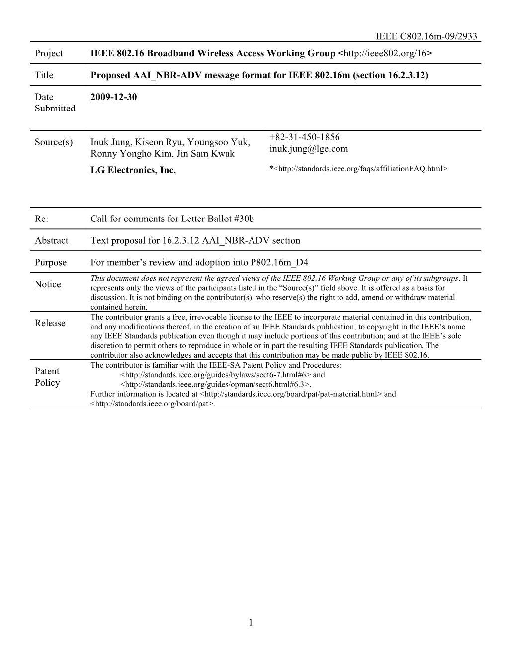 Proposed AAI NBR-ADV Message Format for IEEE 802.16M (Section 16.2.3.12)