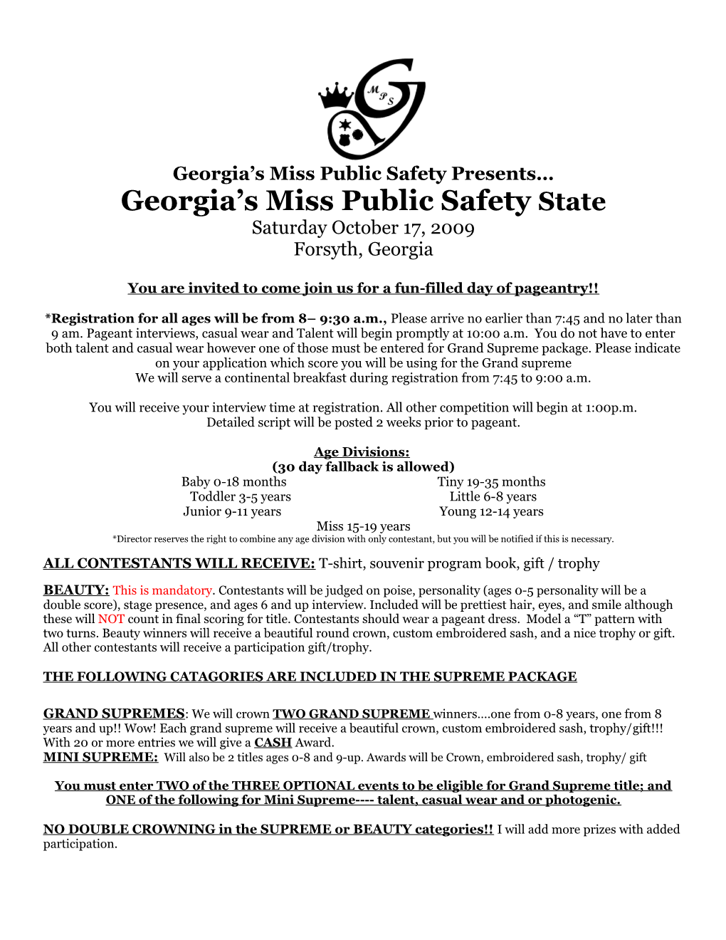 Georgia S Miss Public Safety Presents