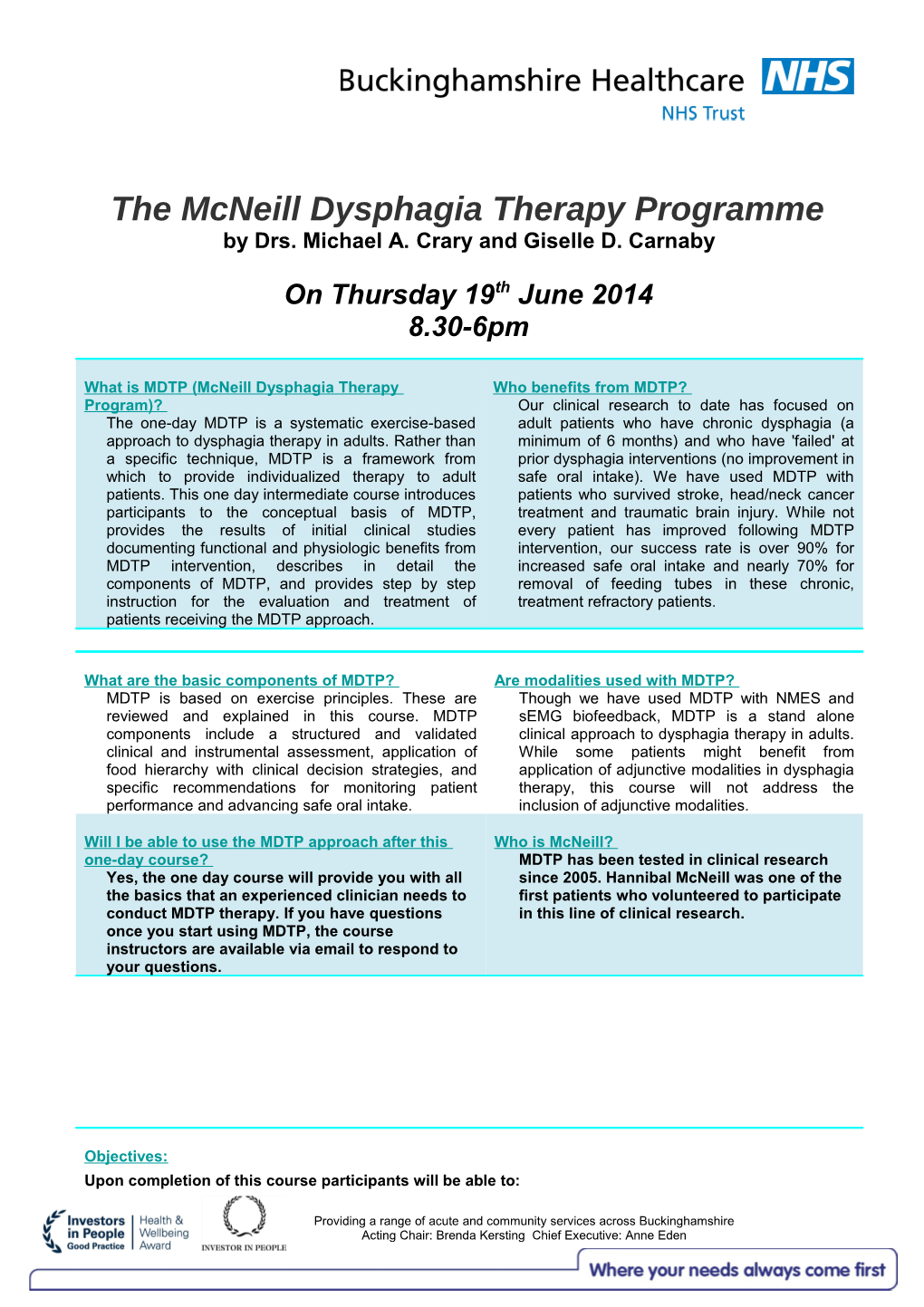 The Mcneill Dysphagia Therapy Programme