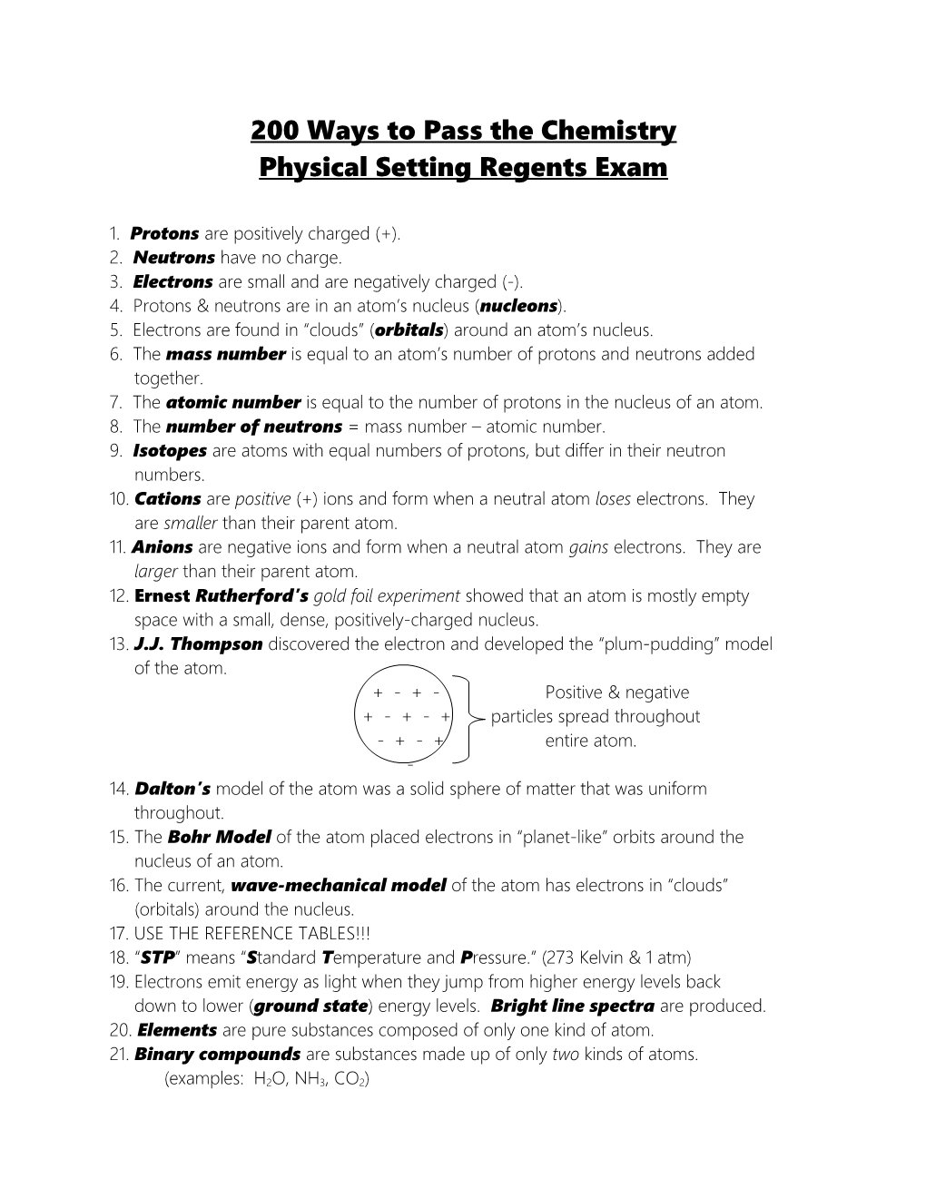 200 Ways to Pass the Chemistry