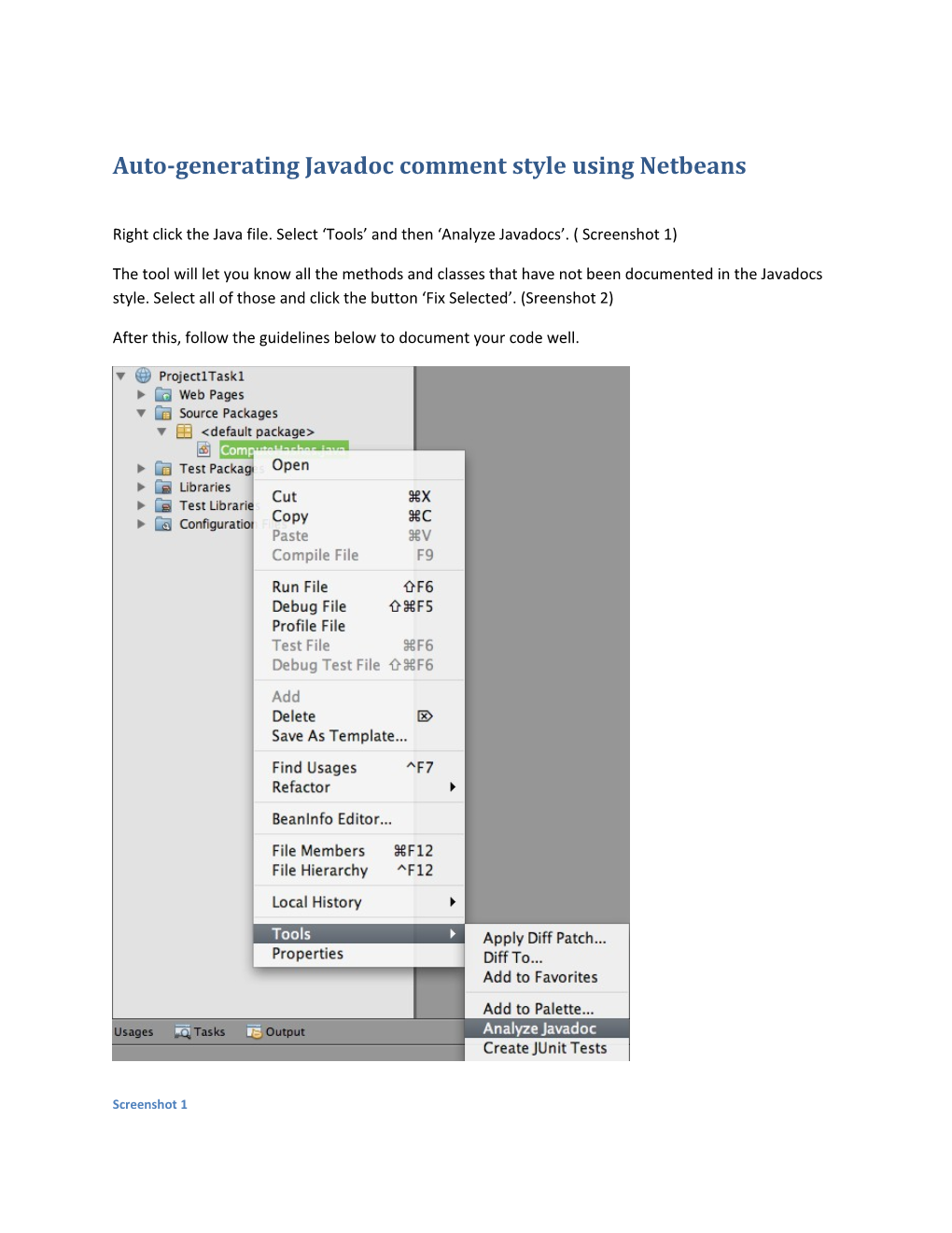 Auto-Generating Javadoc Comment Style Using Netbeans