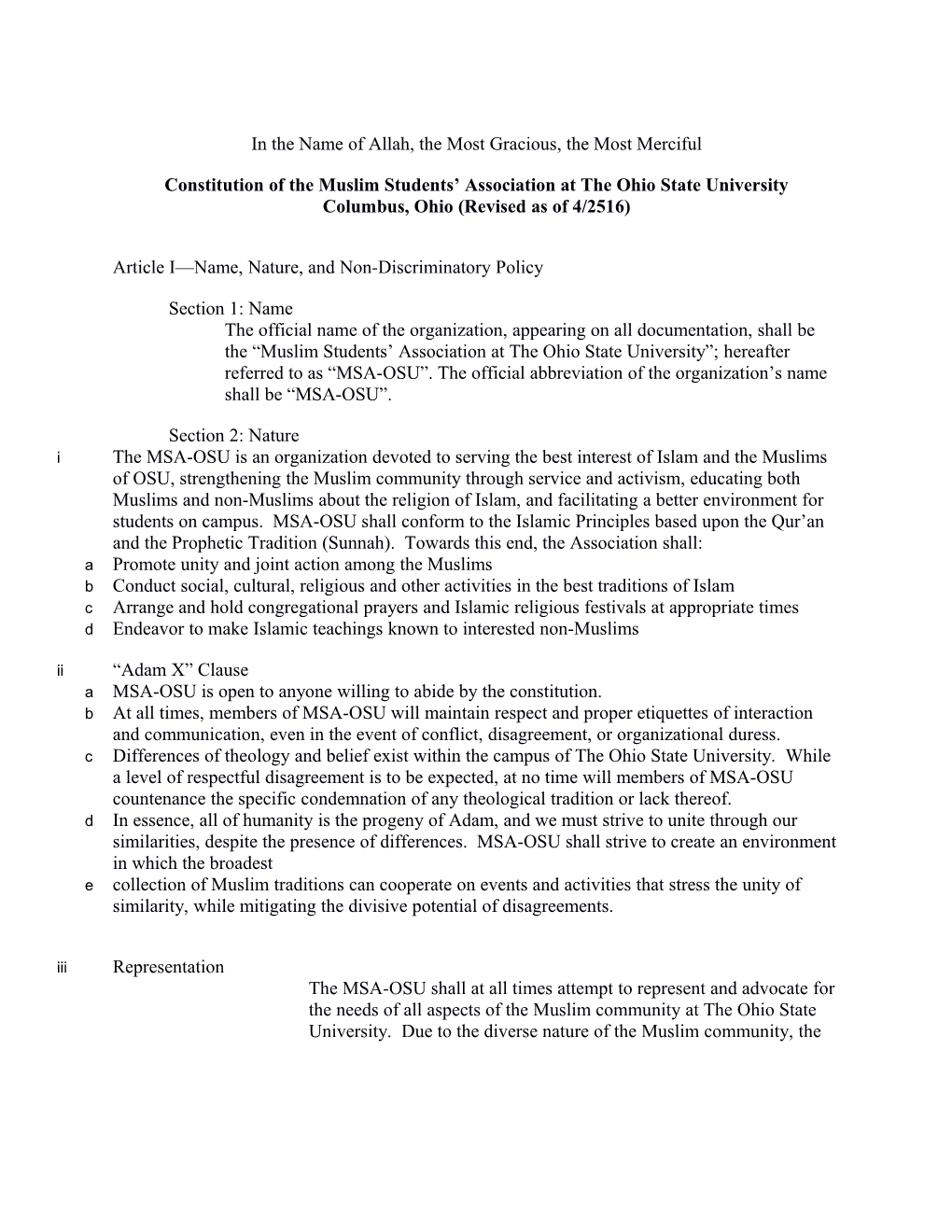 MSA-OSU Constitution