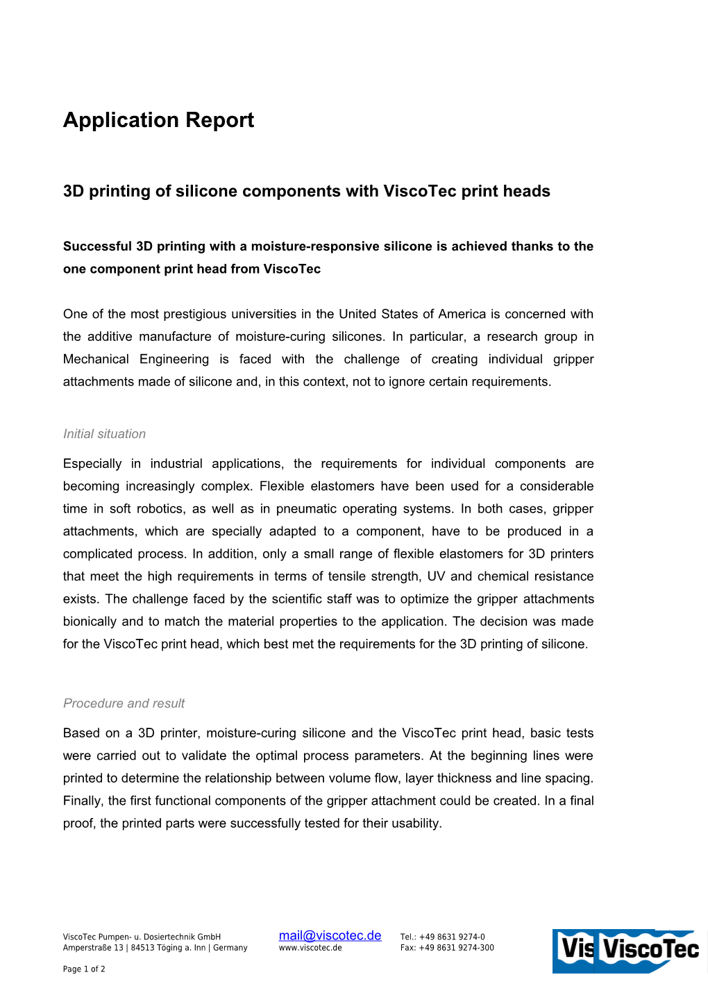 3D Printing of Silicone Components with Viscotec Print Heads