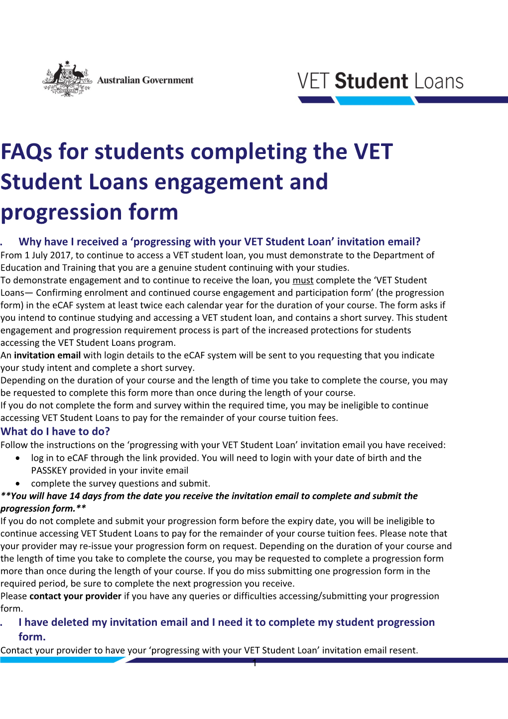 Why Have I Received a Progressing with Your VET Student Loan Invitation Email?