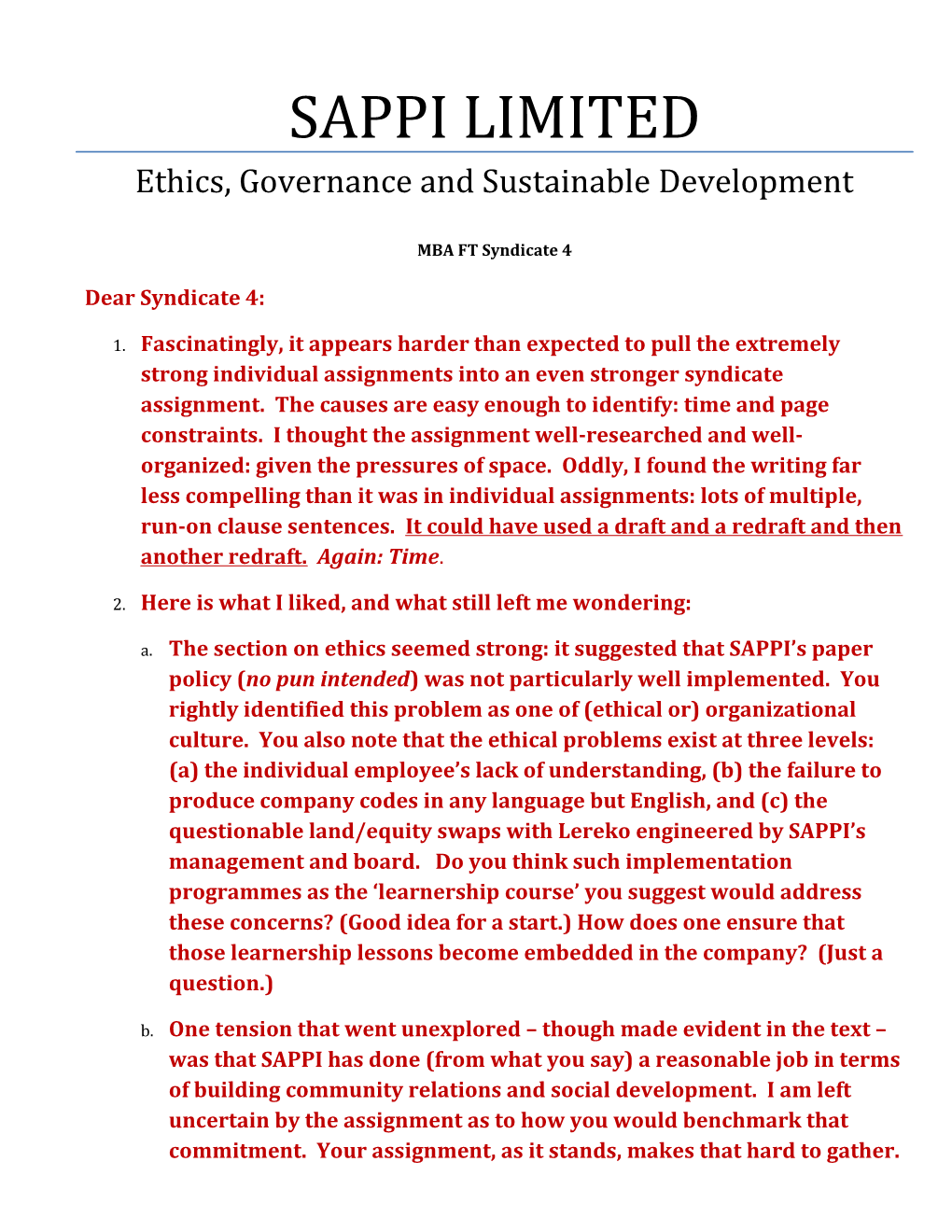 Ethics, Governance and Sustainable Developmentbusa 7010