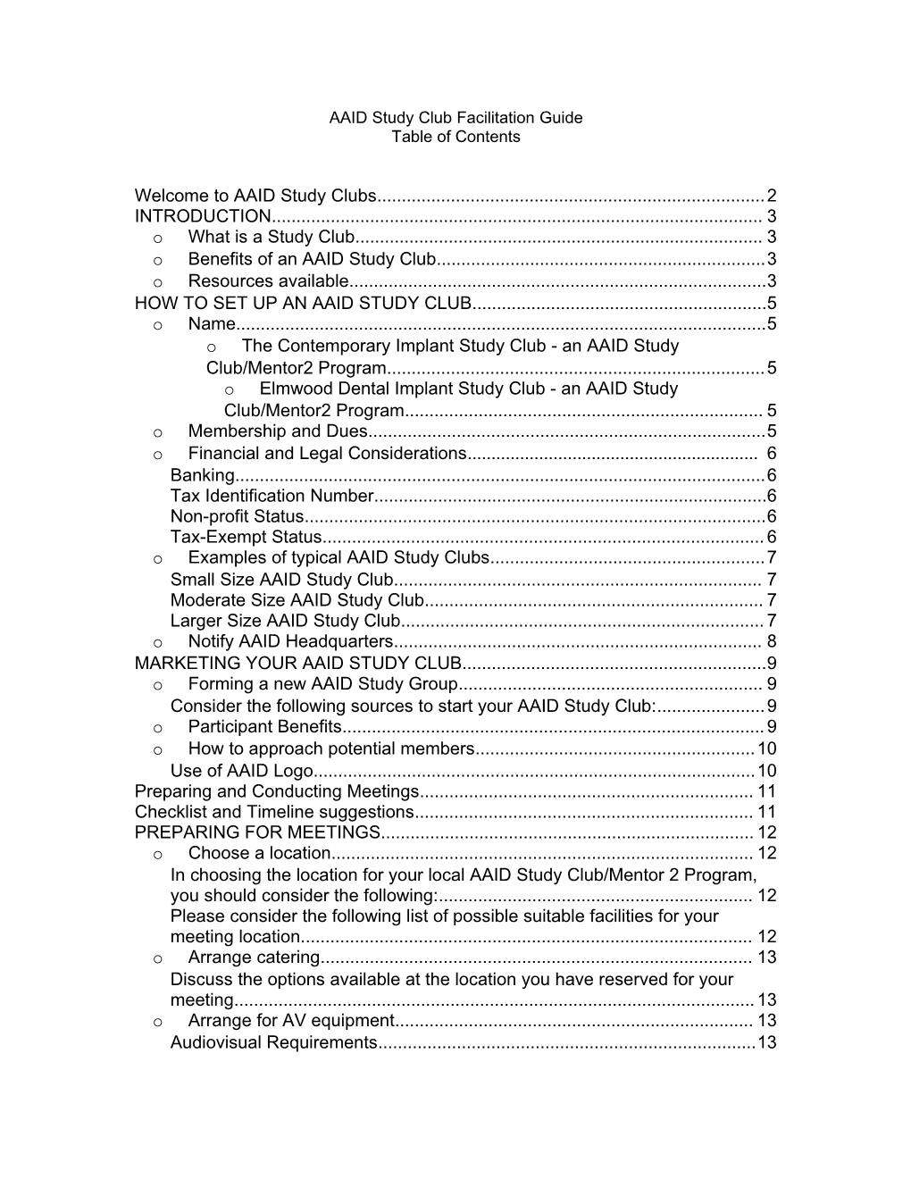 AAID Study Club Facilitation Guide