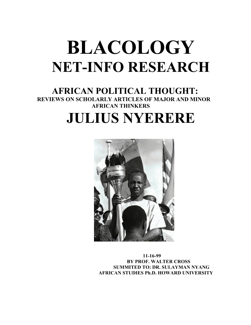 A Blacological Analysis of African Thinkers