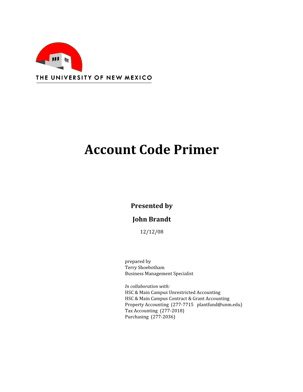 Account Code Primer