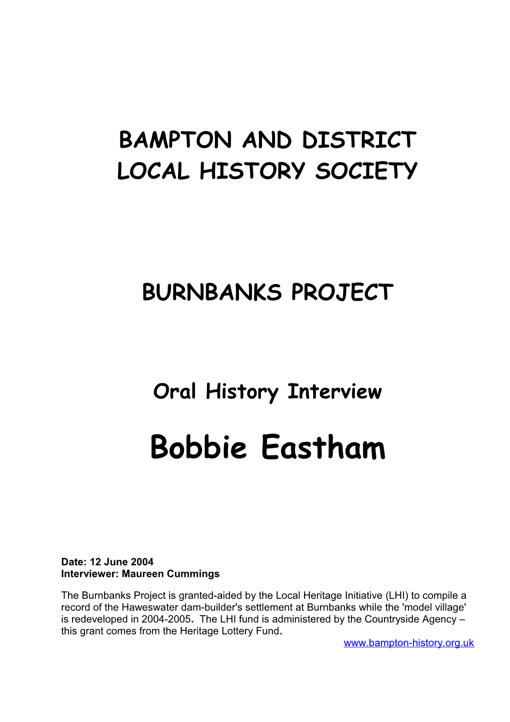 Burnbanks Project: Oral History