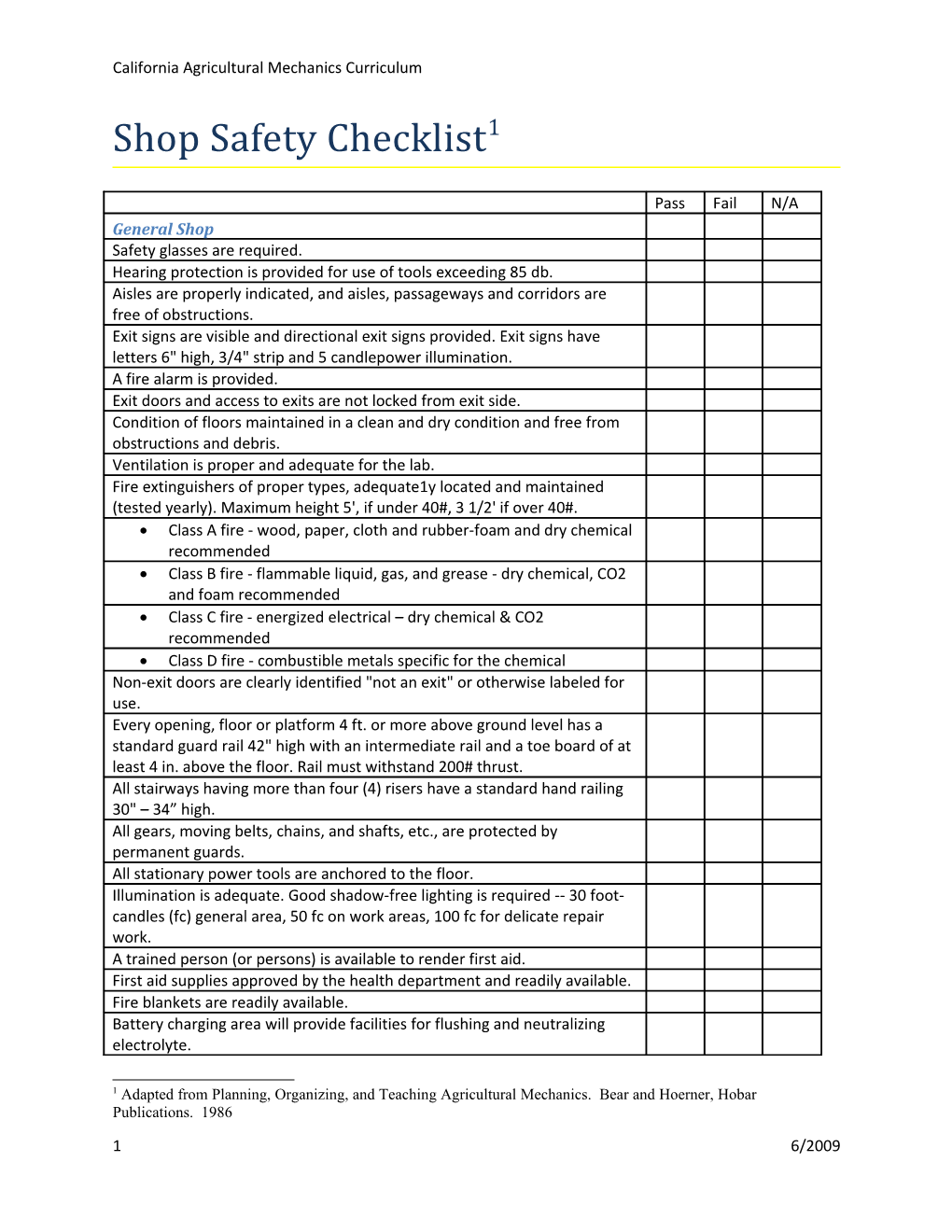 California Agricultural Mechanics Curriculum