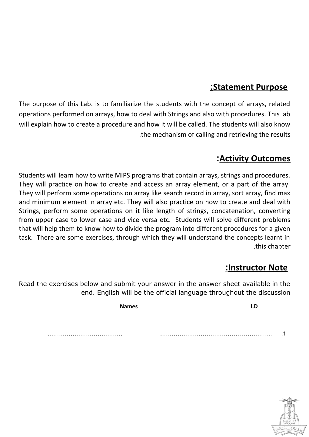 CPCS202 - the Lab Note