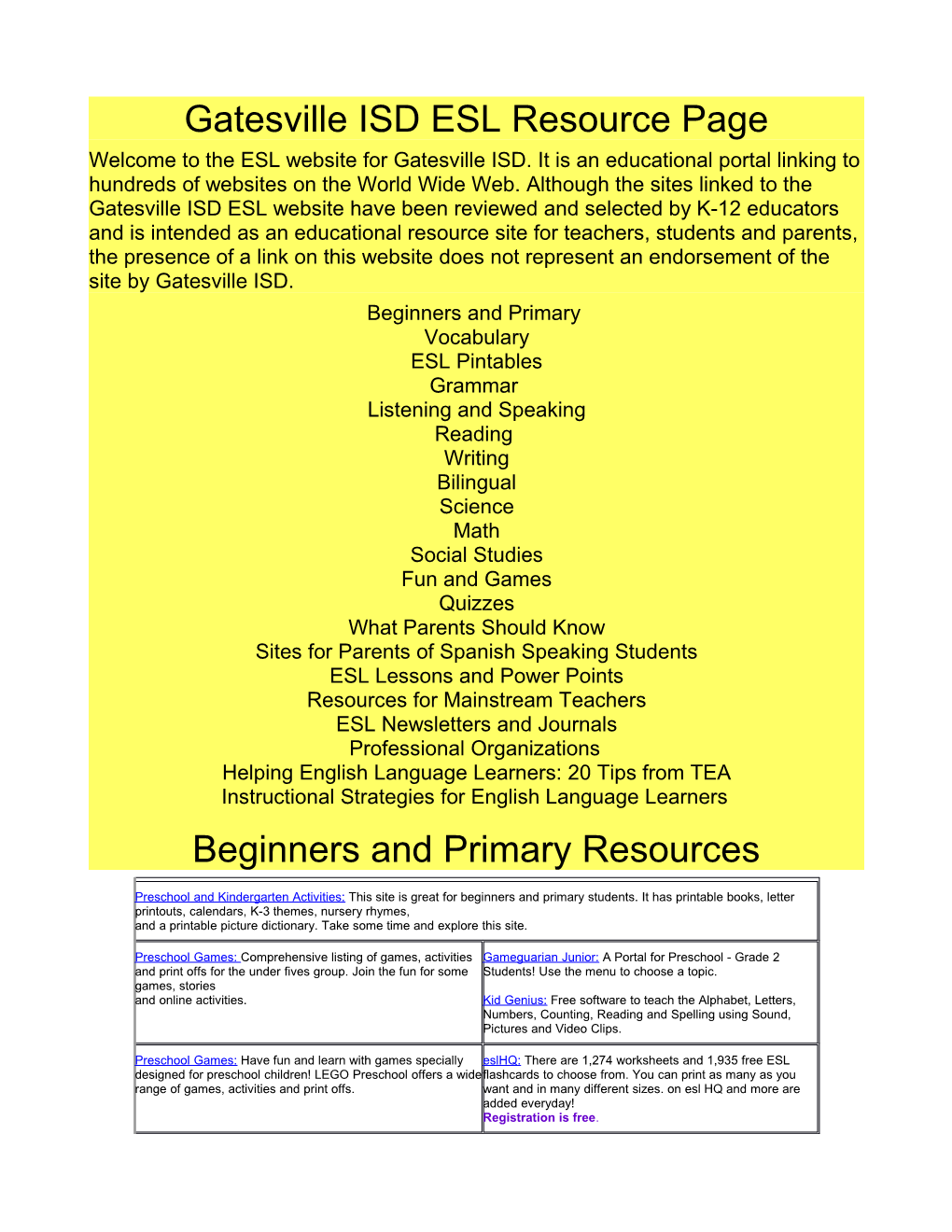 Gatesville ISD ESL Resource Page