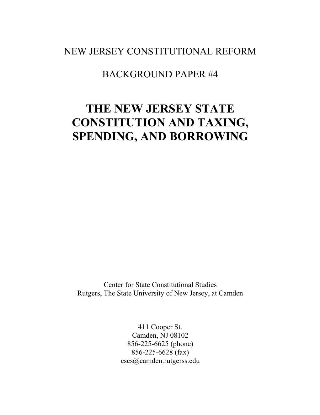 New Jersey Constitutional Reform