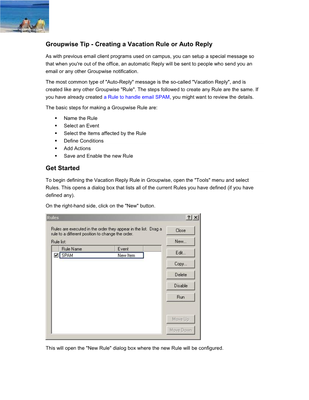 Groupwise Tip - Creating a Vacation Rule Or Auto Reply