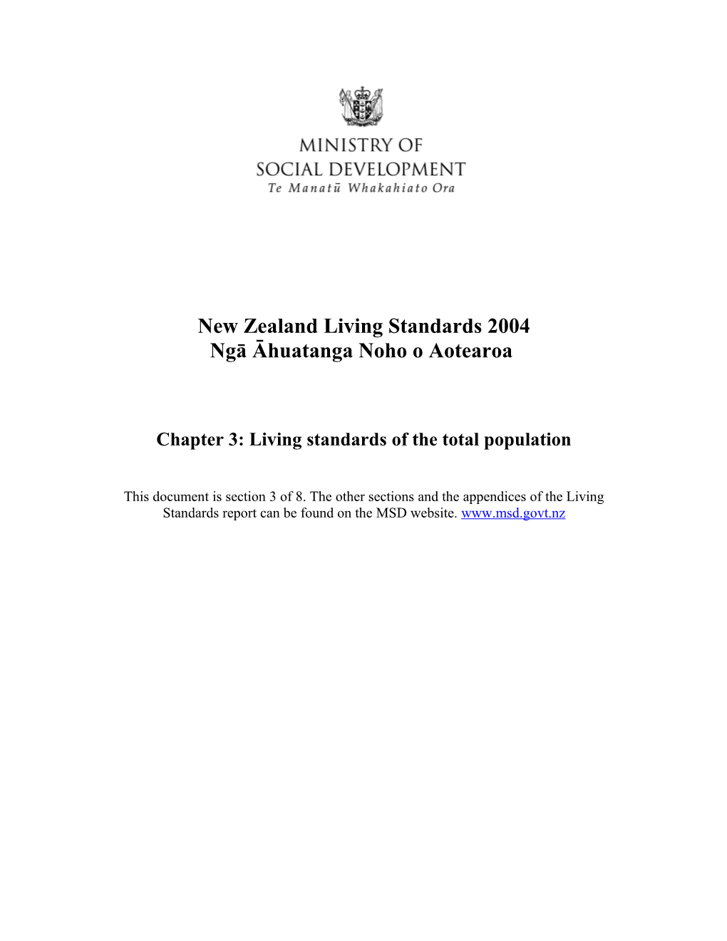 Chapter 3: an Overview of the Living Standards of the Total Population