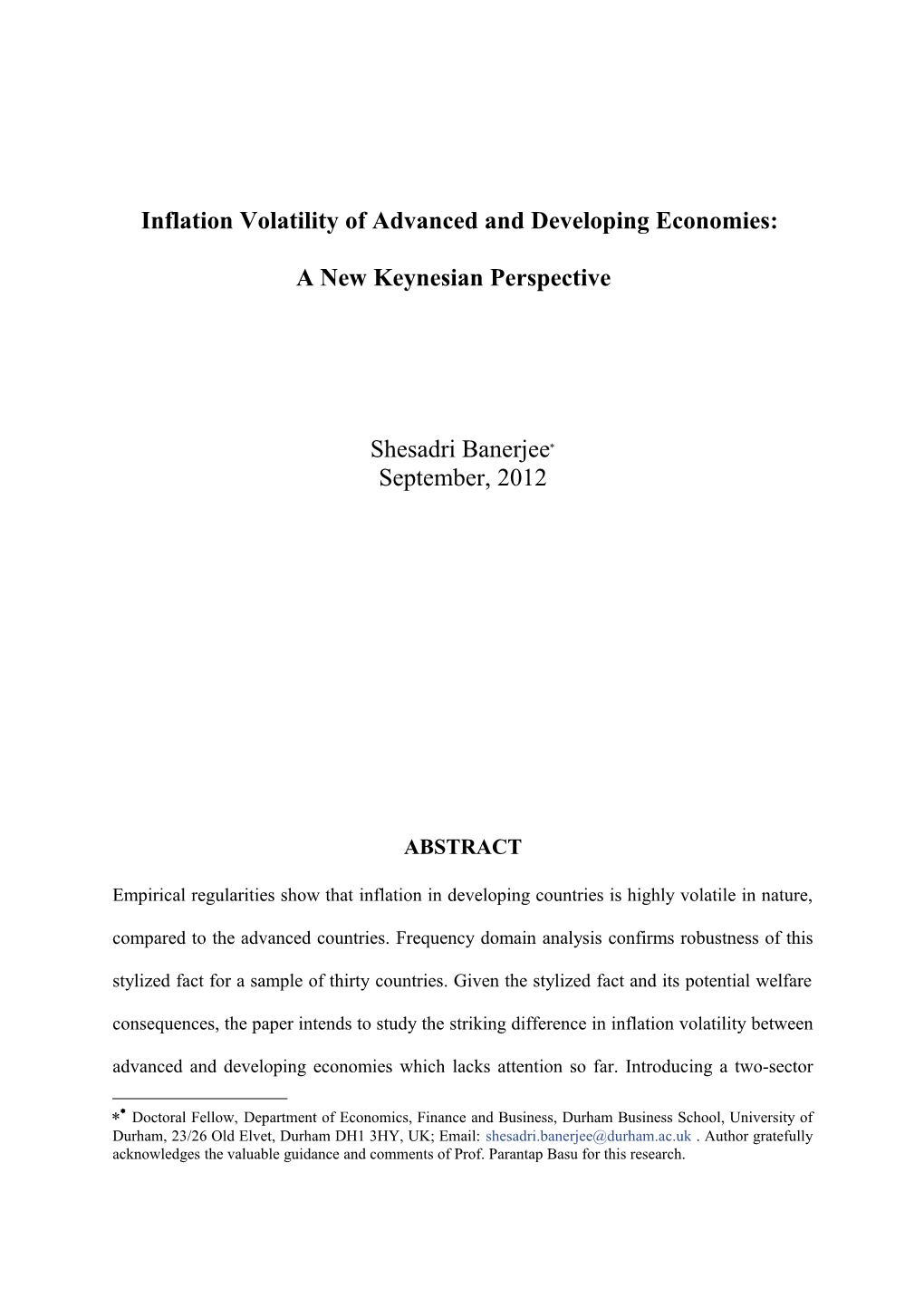 Inflation Volatility of Advanced and Developing Economies