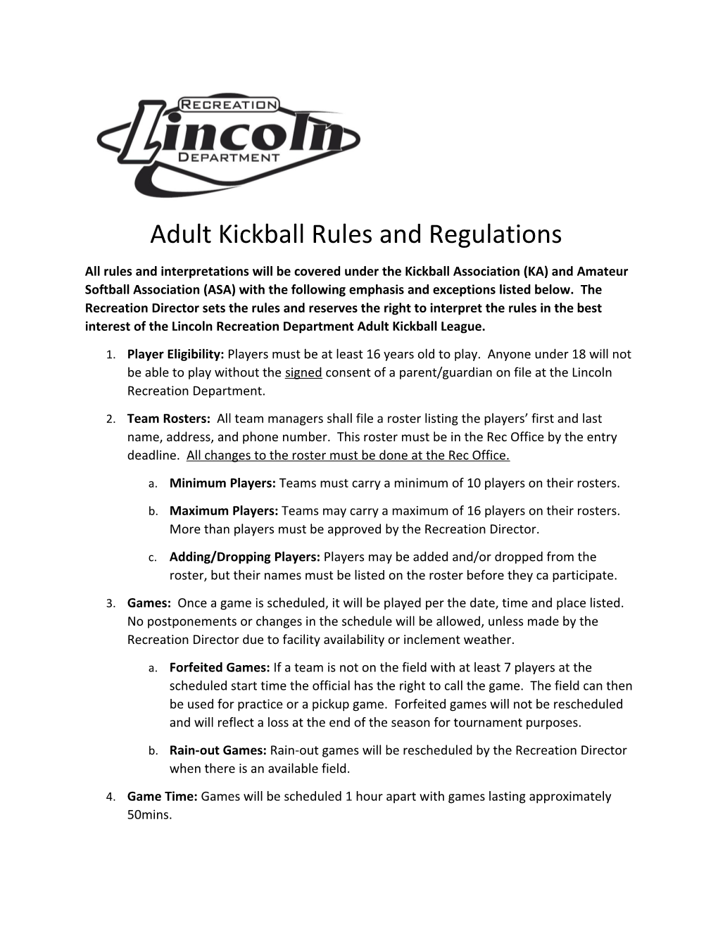 Adult Kickball Rules and Regulations