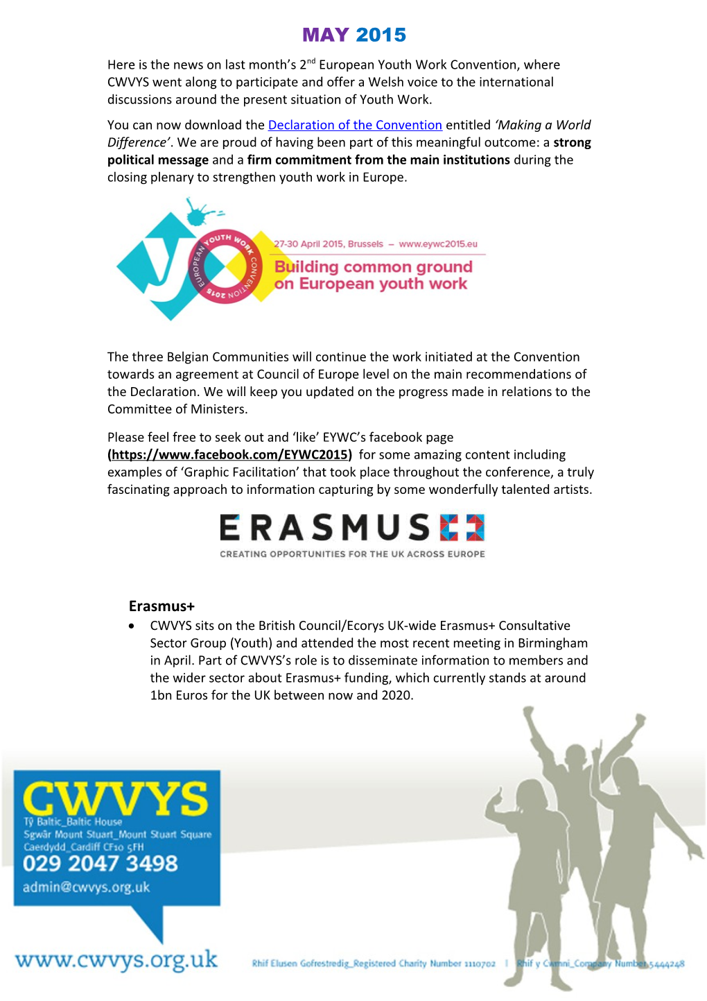 Here Is the News on Last Month S 2Nd European Youth Work Convention, Where CWVYS Went Along