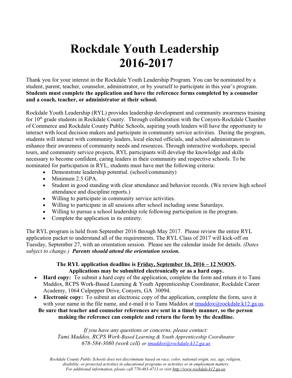 Rockdale Youth Leadership