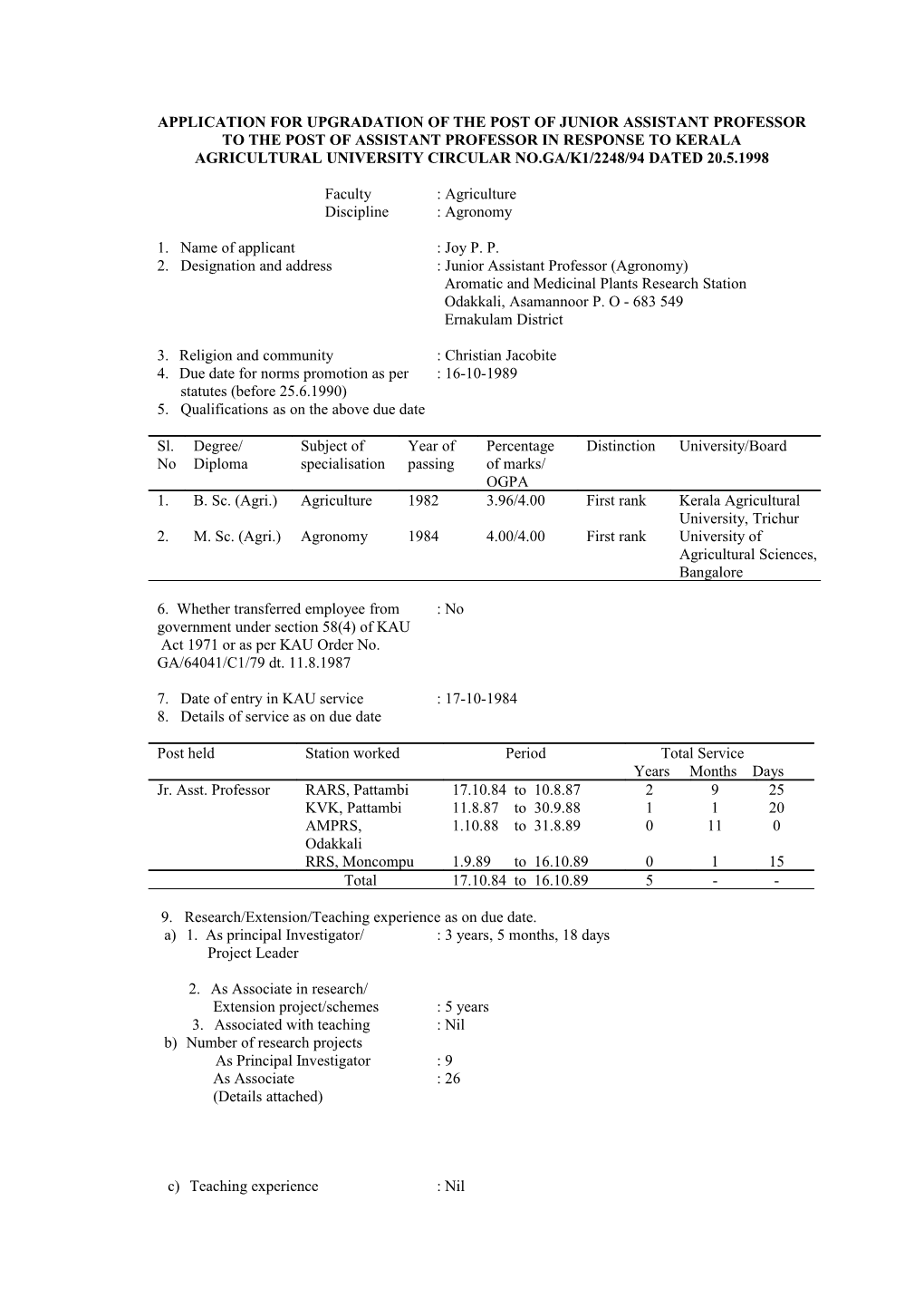 Application for Assessment of Joy