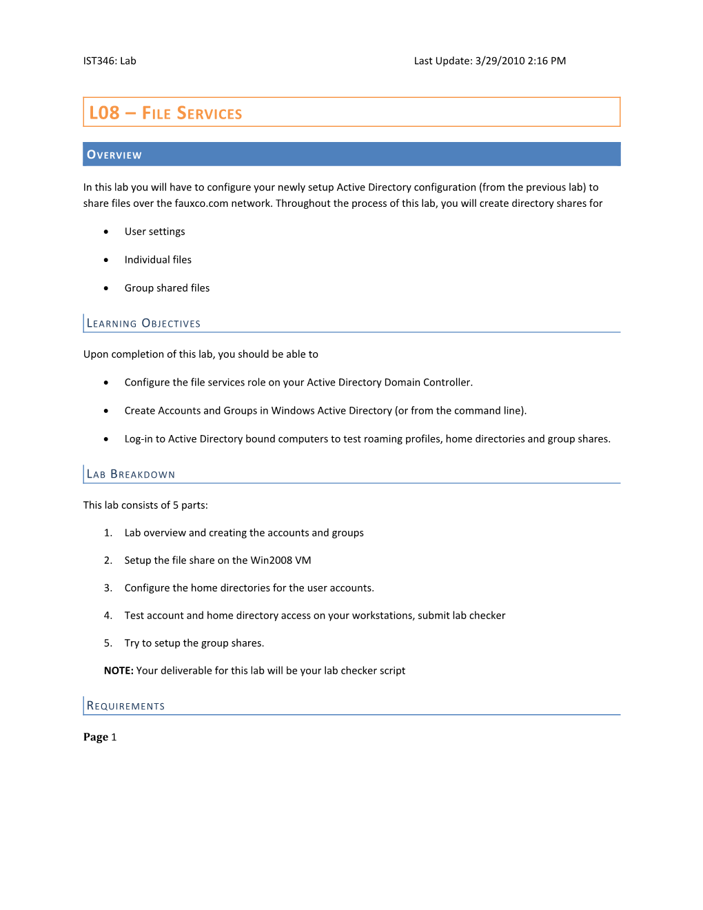 IST346: Lablast Update: 3/29/2010 2:16 PM