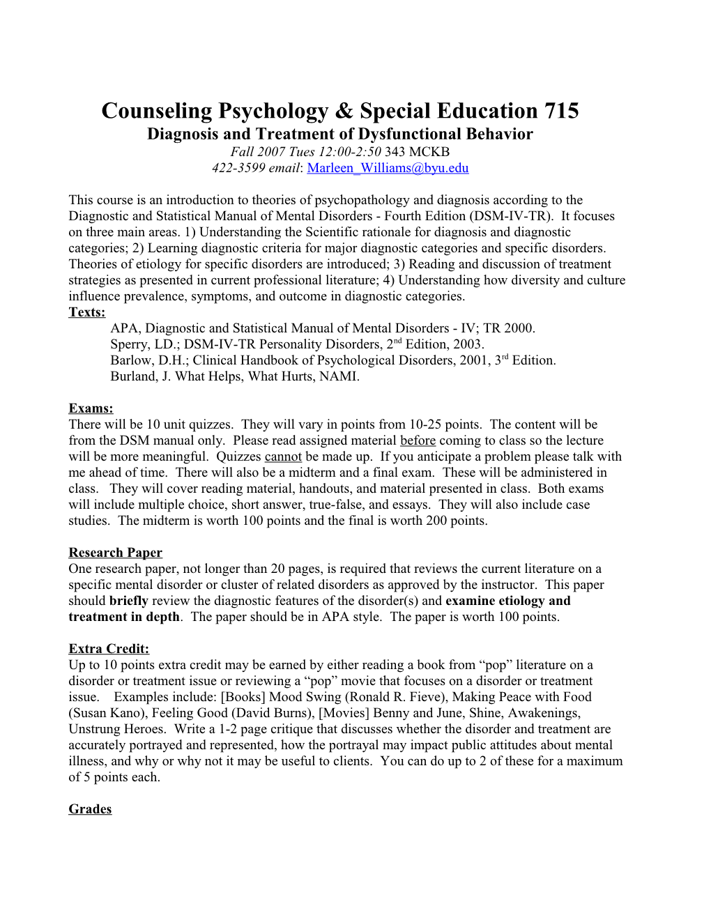 Counseling Psychology & Special Education 715