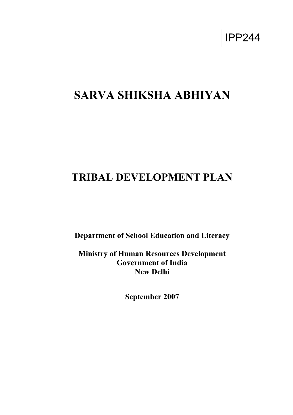 Tribal Development Plan