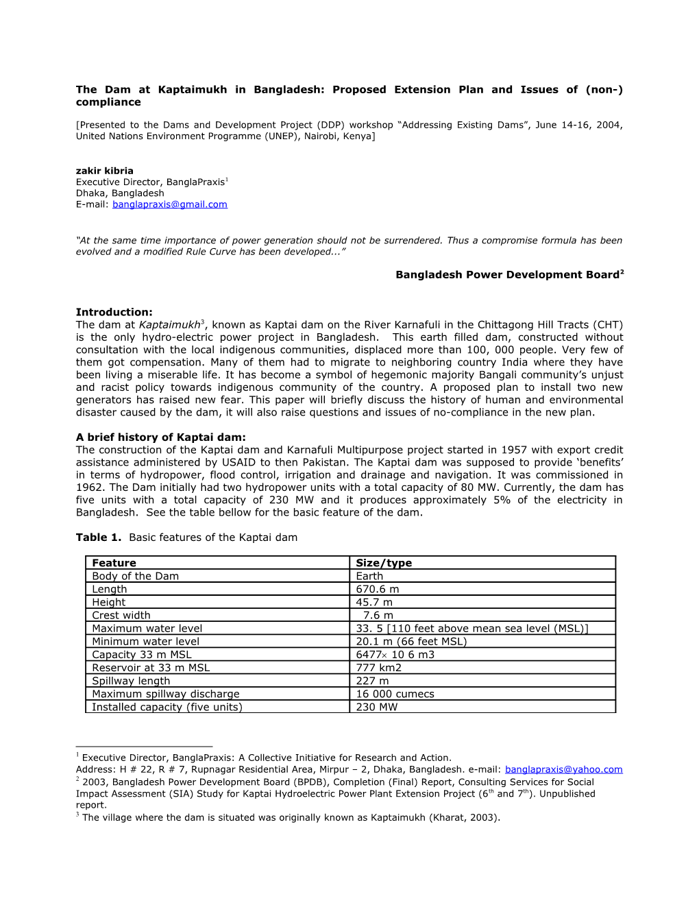 The Dam at Kaptaimukh in Bangladesh: Proposed Extension Plan and Issues of (Non-) Compliance