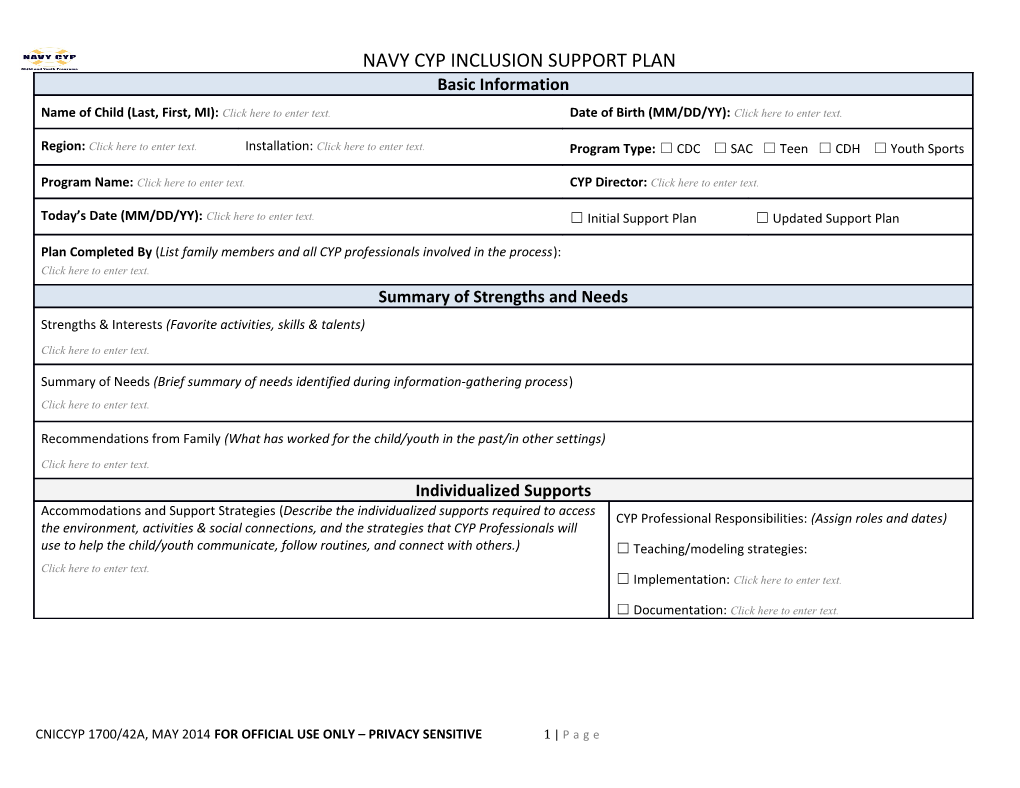 Navy Cyp Inclusion Support Plan