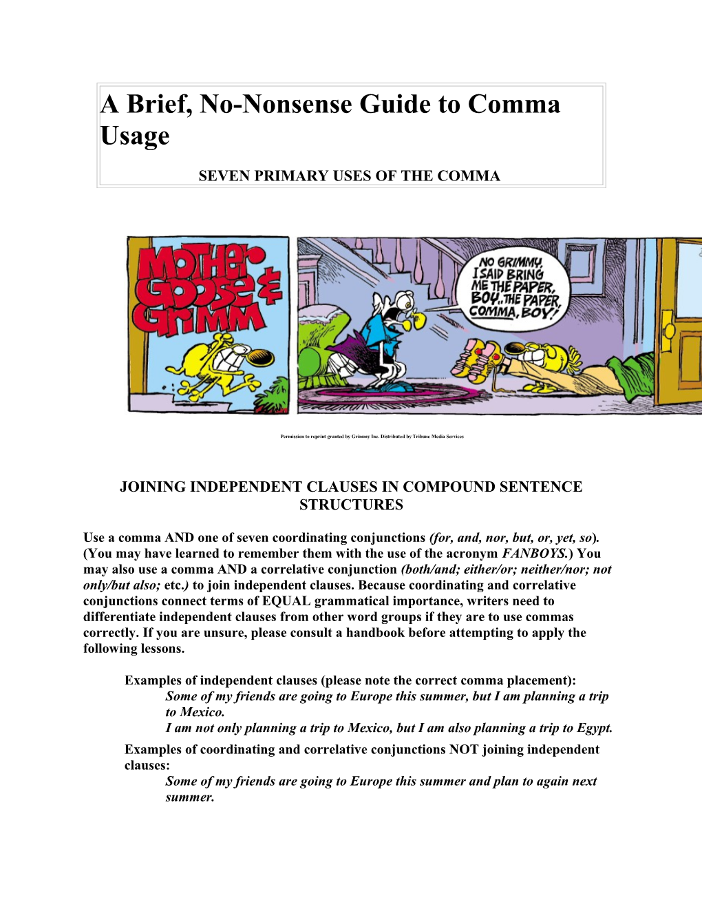 Joining Independent Clauses in Compound Sentence Structures