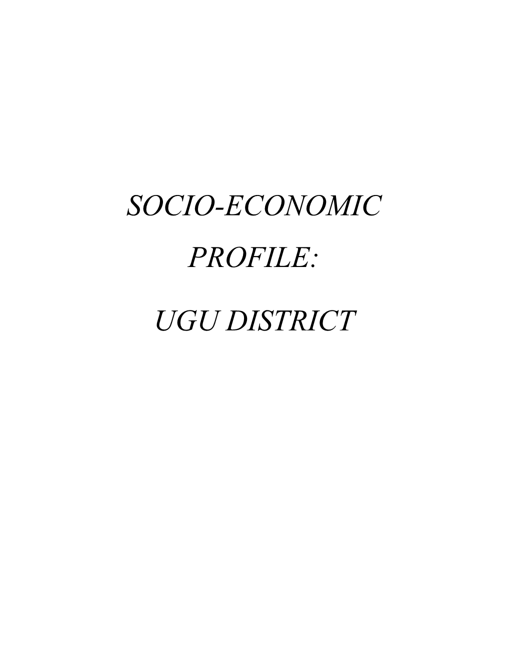 Socio-Economic Profile Ugu__Profile 2009