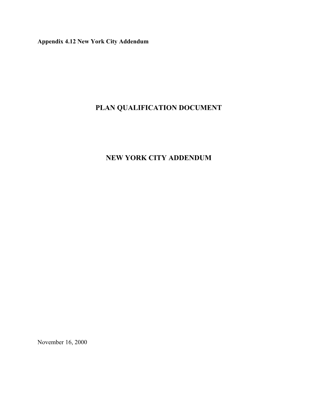 Appendix 4.12 New York City Addendum