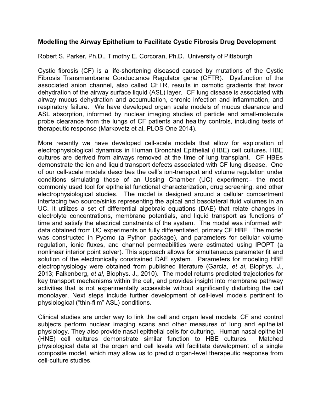 Modelling the Airway Epithelium to Facilitate Cystic Fibrosis Drug Development