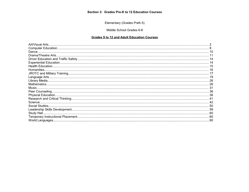 Section 3: Grades Pre-K to 12 Education Courses