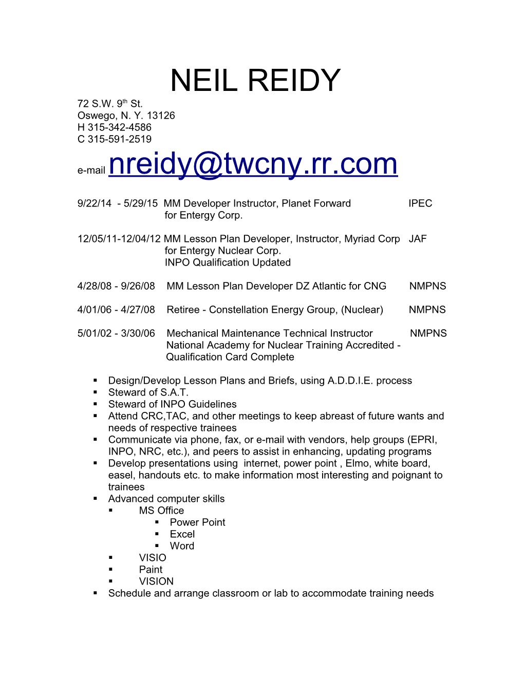 9/22/14 - 5/29/15 MM Developer Instructor, Planet Forward IPEC