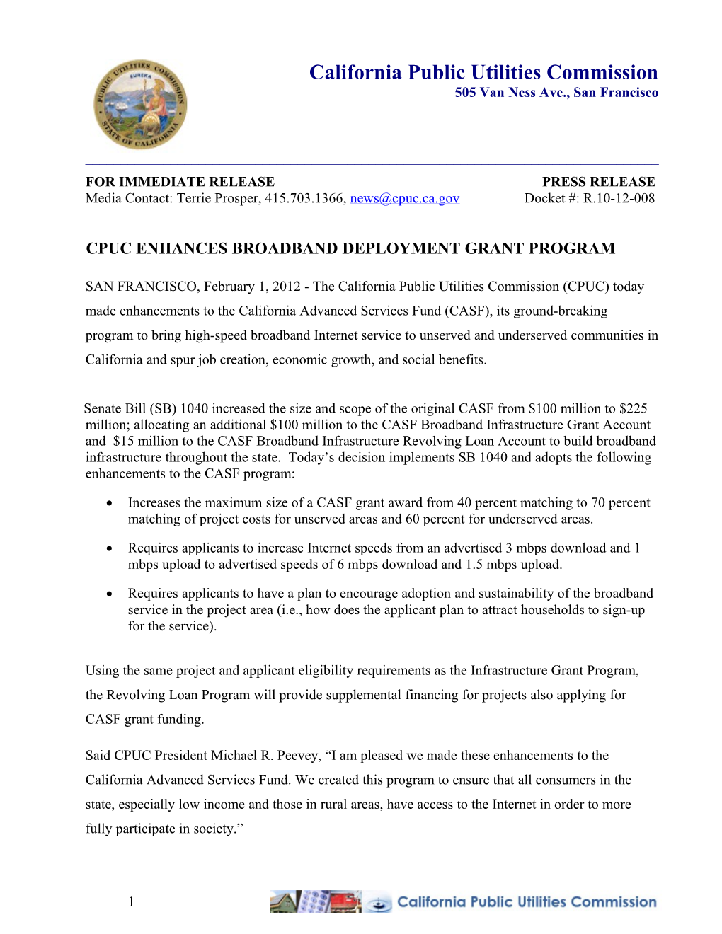 Cpuc Enhances Broadband Deployment Grant Program