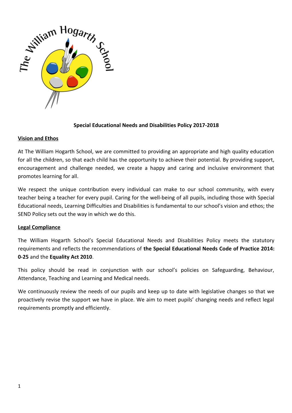 Special Educational Needs and Disabilities Policy 2017-2018