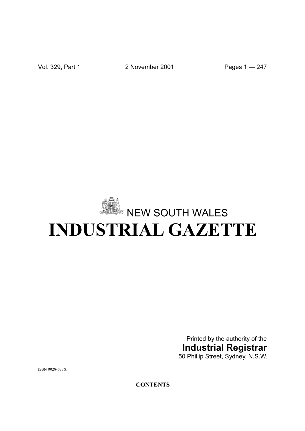 Gazette Cover Page