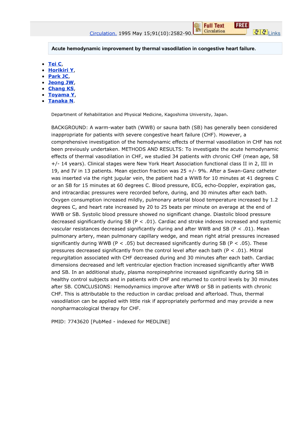 Acute Hemodynamic Improvement by Thermal Vasodilation in Congestive Heart Failure