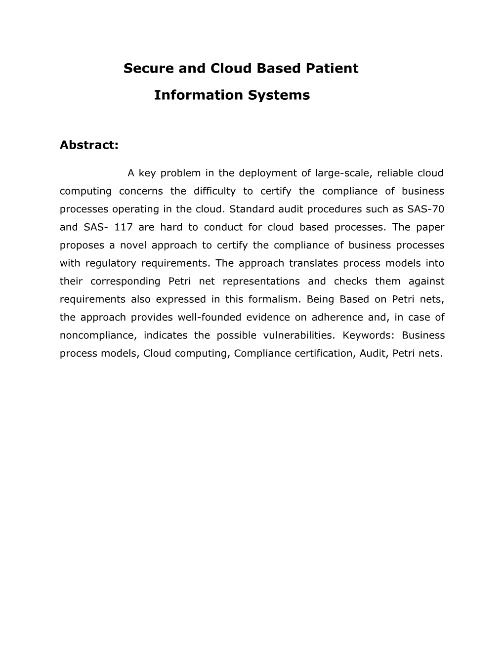 Secure and Cloud Based Patient