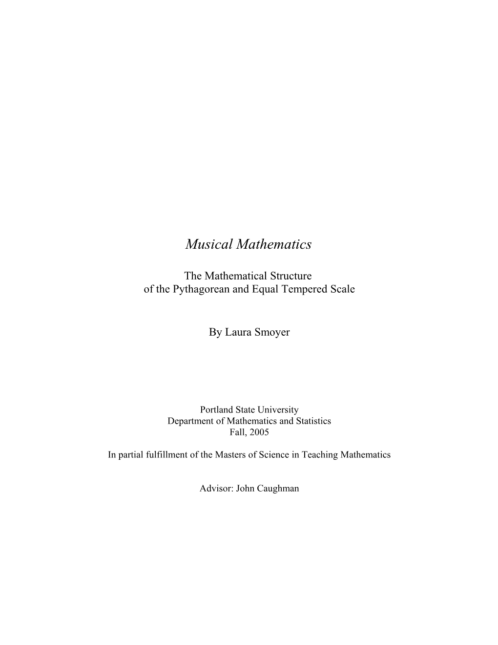 Of the Pythagorean and Equal Tempered Scale