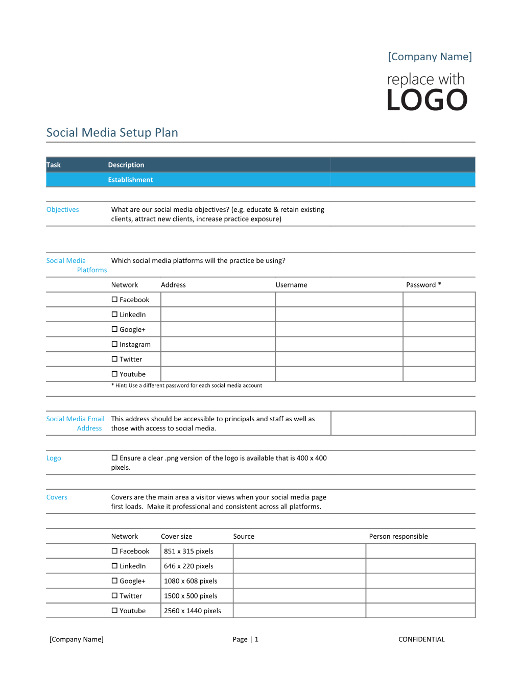 Social Media Setup Plan