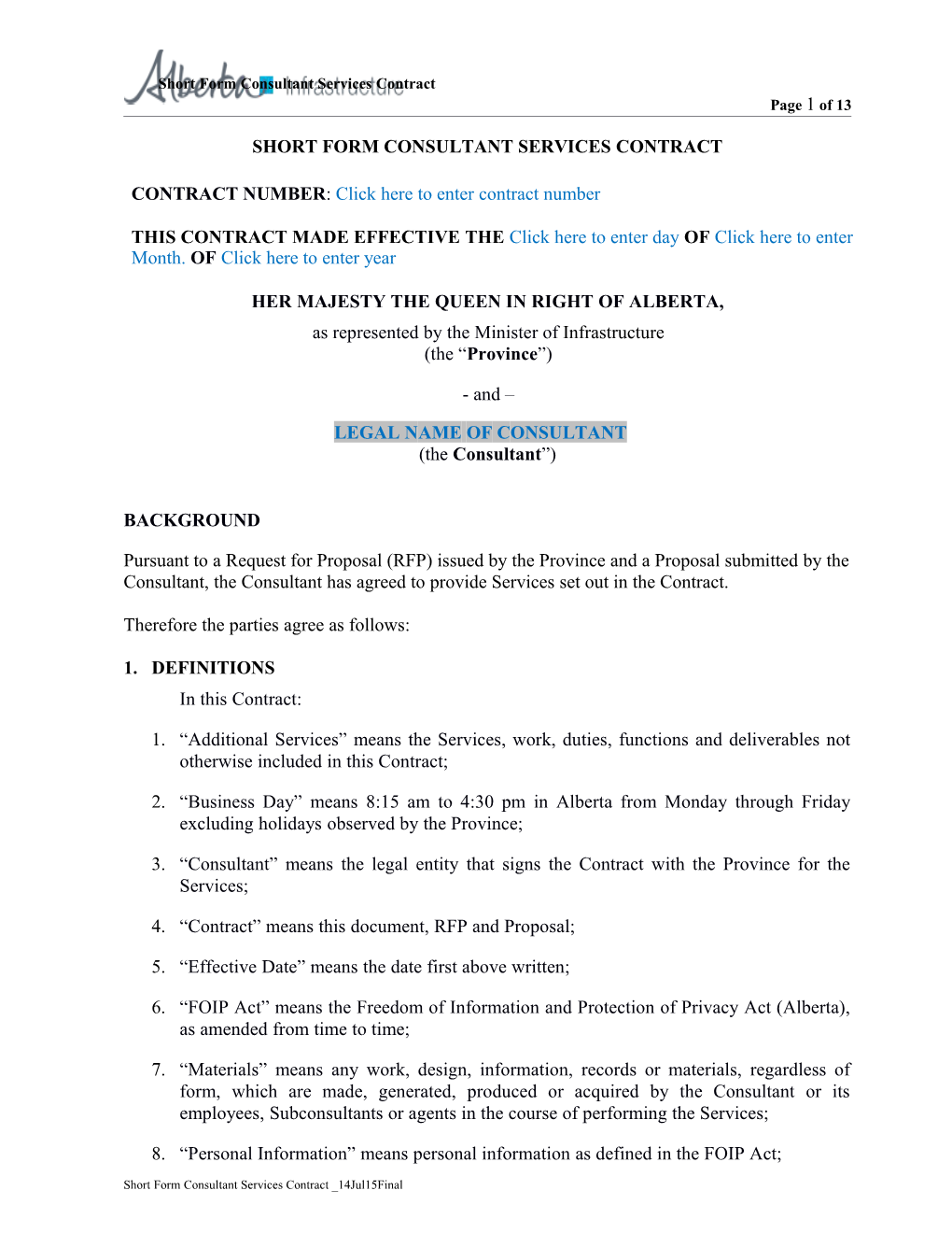 Draft INV RFP General Consulserv Template